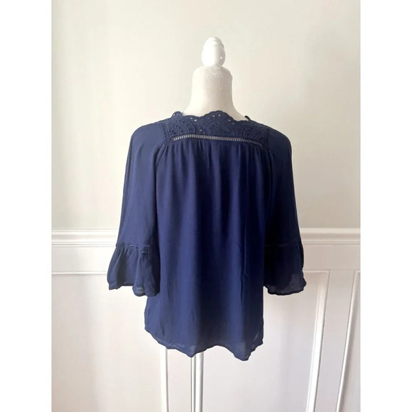 Daniel Rainn Stitch Fix Navy Blue Cory Scallop Eyelet Blouse S - Picture 4 of 6